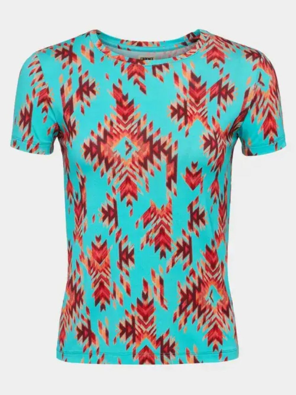 New L'agence Ressi Crewneck Pool Blue Mt Ganado Print T-Shirt XXS NWT